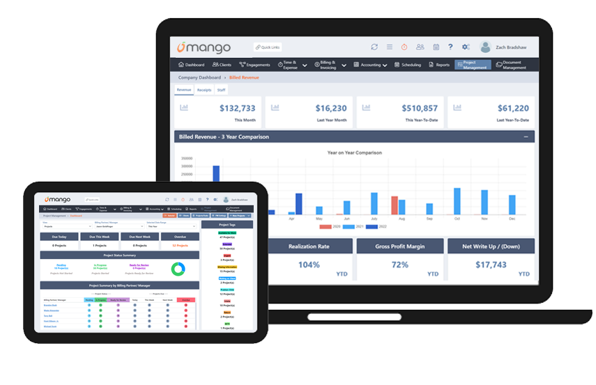 Mango Practice Management on screen